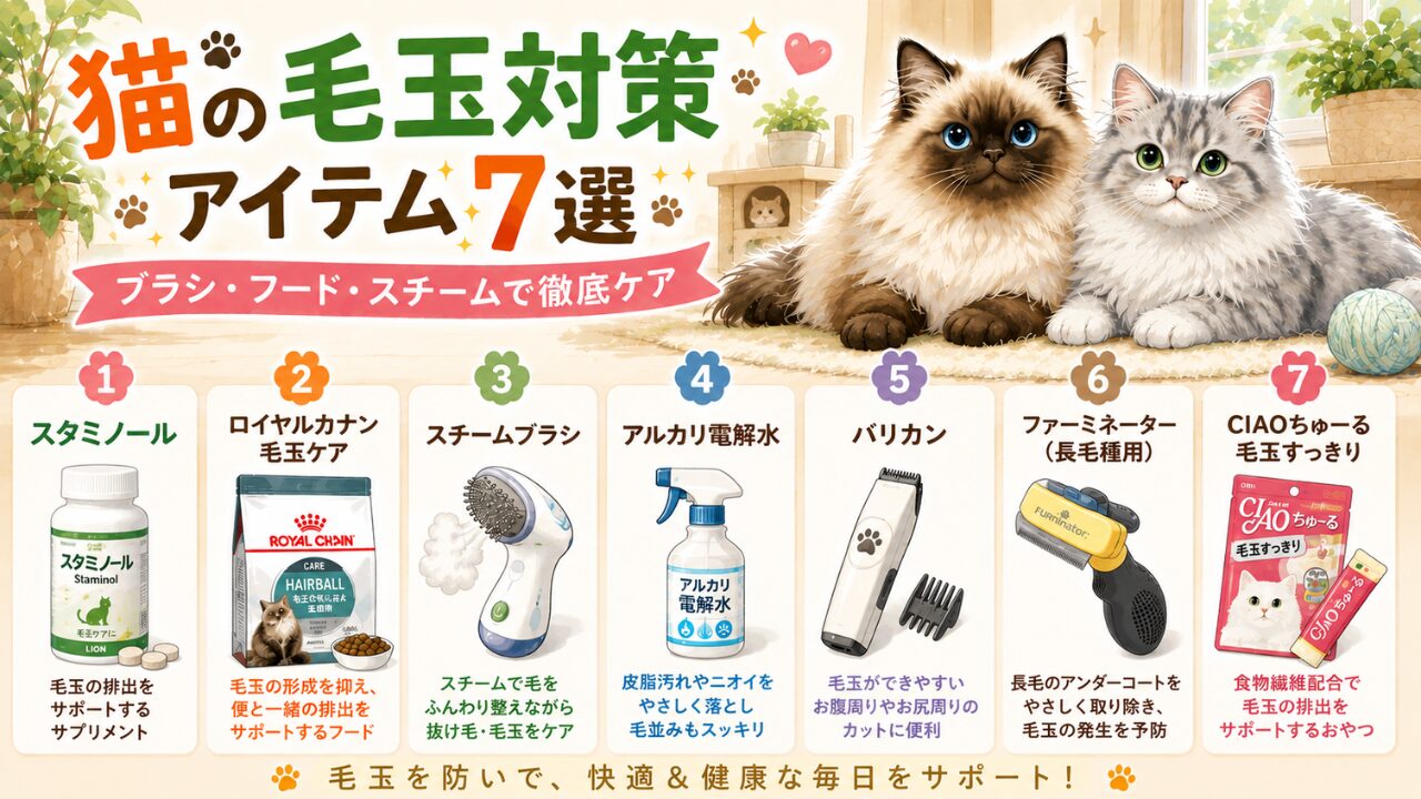 猫（長毛種）の毛玉対策アイテム7選｜ブラシ・フード・スチームで徹底ケア