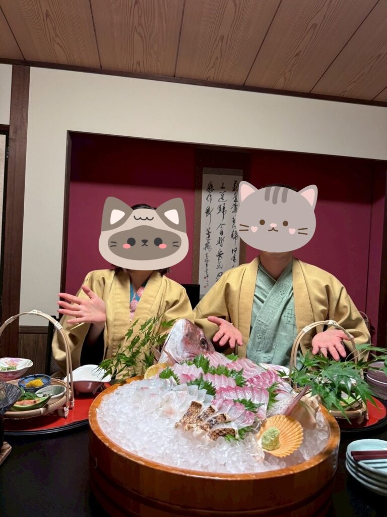 氷の上に盛られた真鯛のお造り